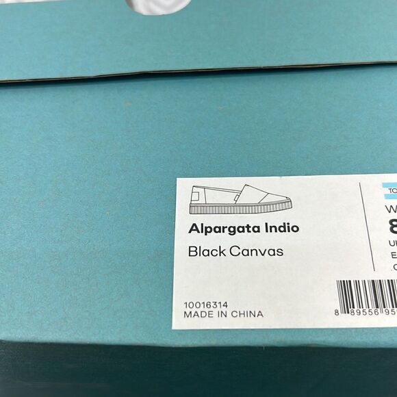 Toms Alpargata Indio Slip-On Sneakers - Black Canvas- Various Sizes- NIB - Picture 7 of 7